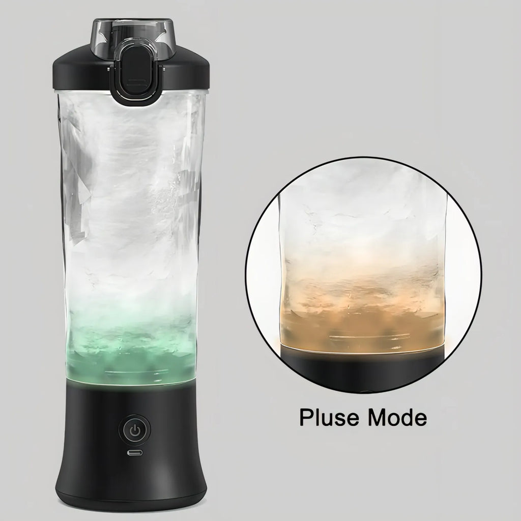 Kersens Blender Portable noir avec gros plan sur le mode pulse sur fond gris