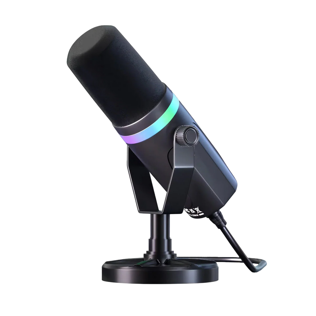 Kersens Microphone noir avec éclairage RGB sur fond blanc