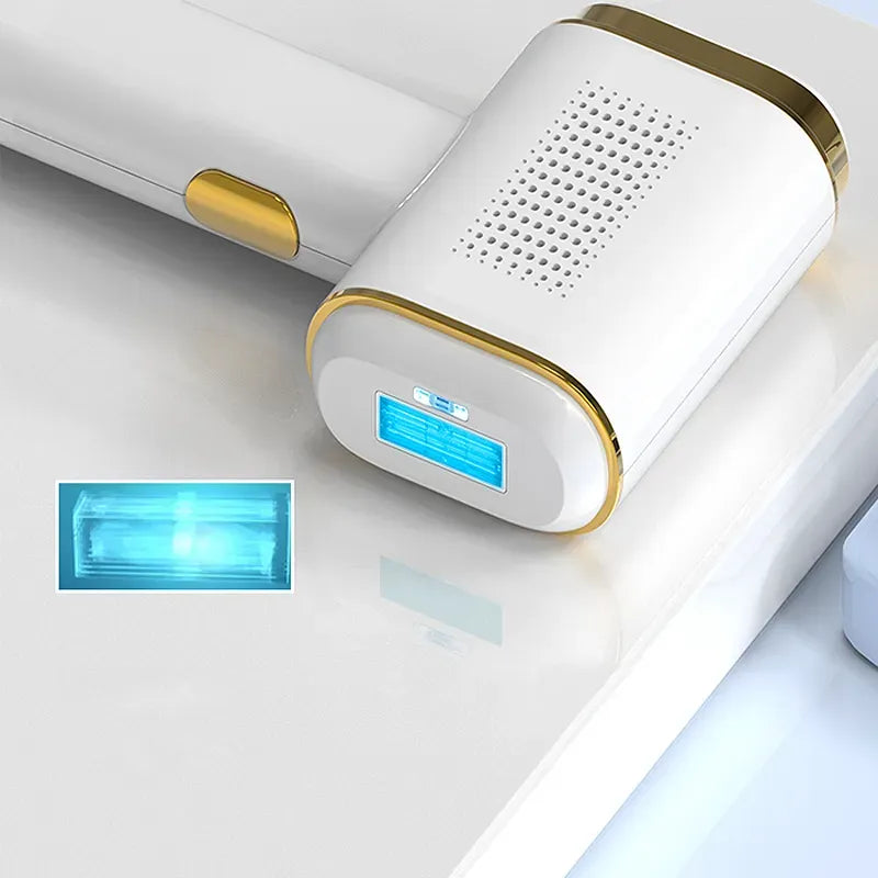 Kersens Épilateur à Lumière Pulsée AB50 blanc avec accents dorés sur fond gris clair