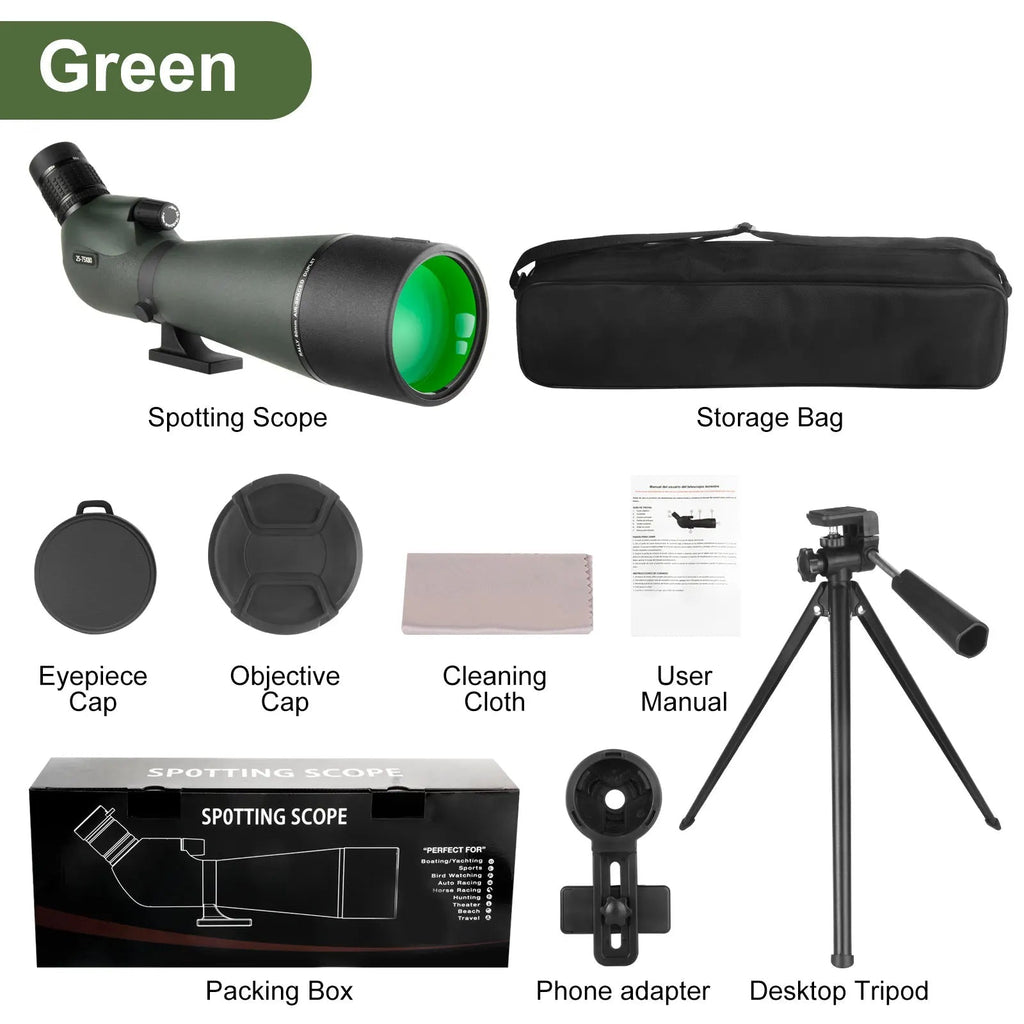 Kit du Télescope Bosco HD-7 avec accessoires sur fond blanc