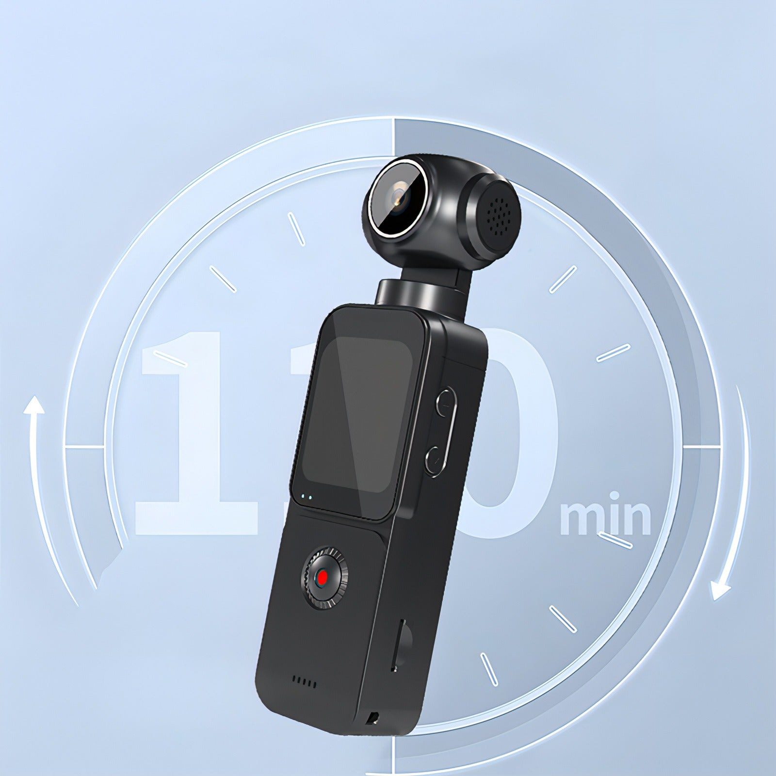 Korons Caméra Vlog noire avec écran sur fond bleu clair