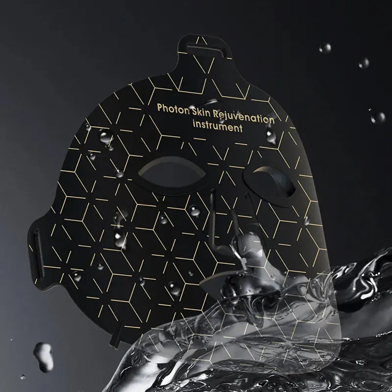 Instrument de rajeunissement de la peau par photons avec design géométrique sur fond sombre