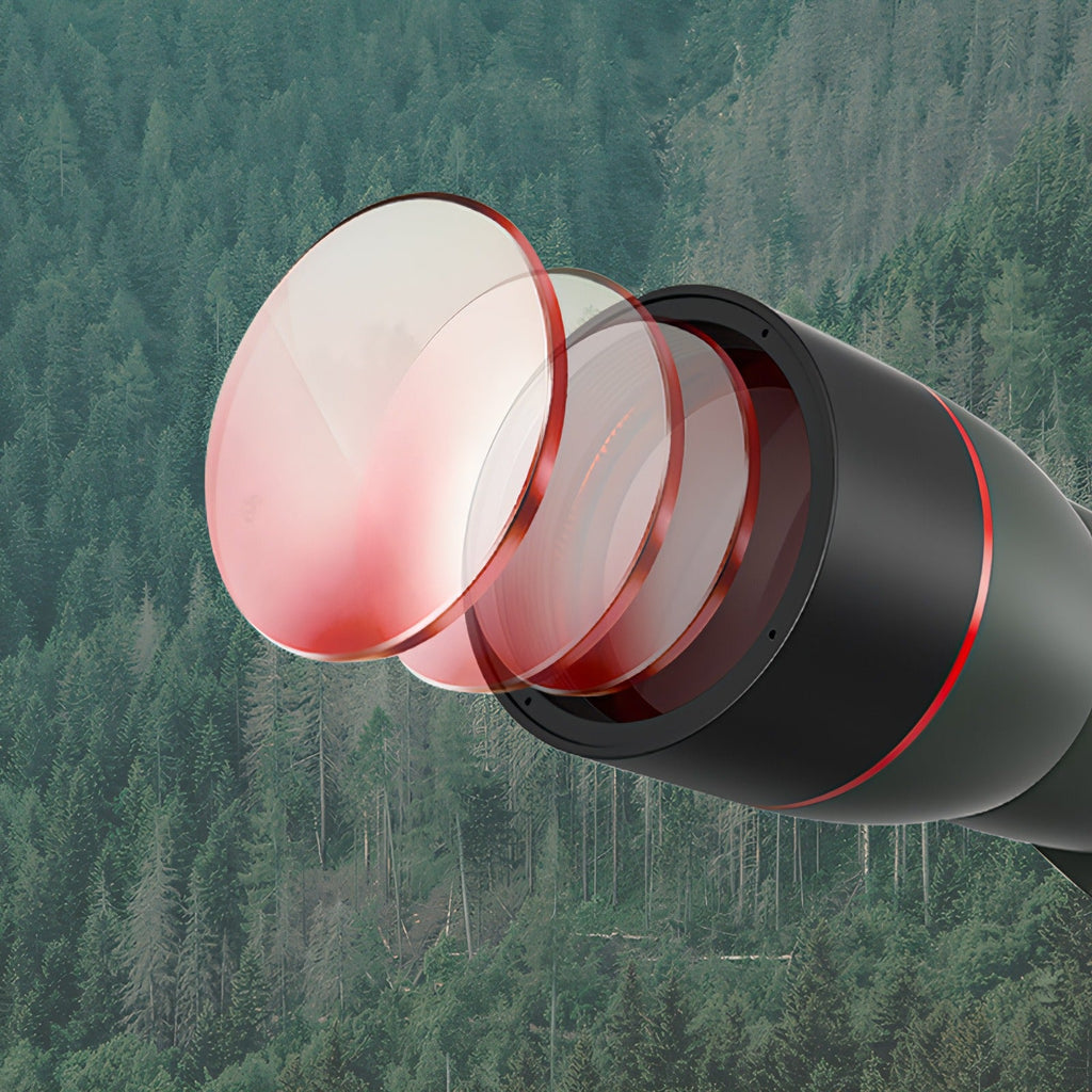 Korons Longue-Vue laser noire et rouge sur fond forestier