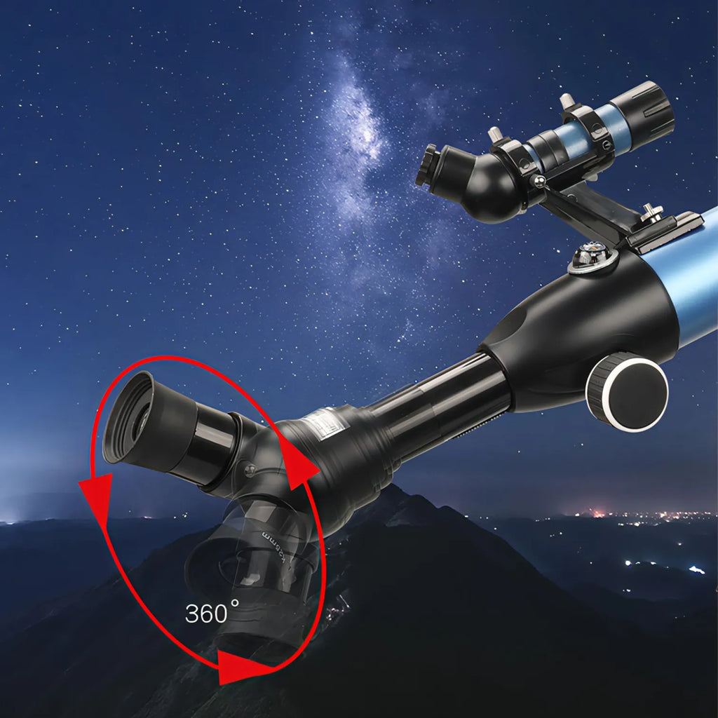 Télescope Korons pointé vers les aurores boréales sur un ciel nocturne étoilé