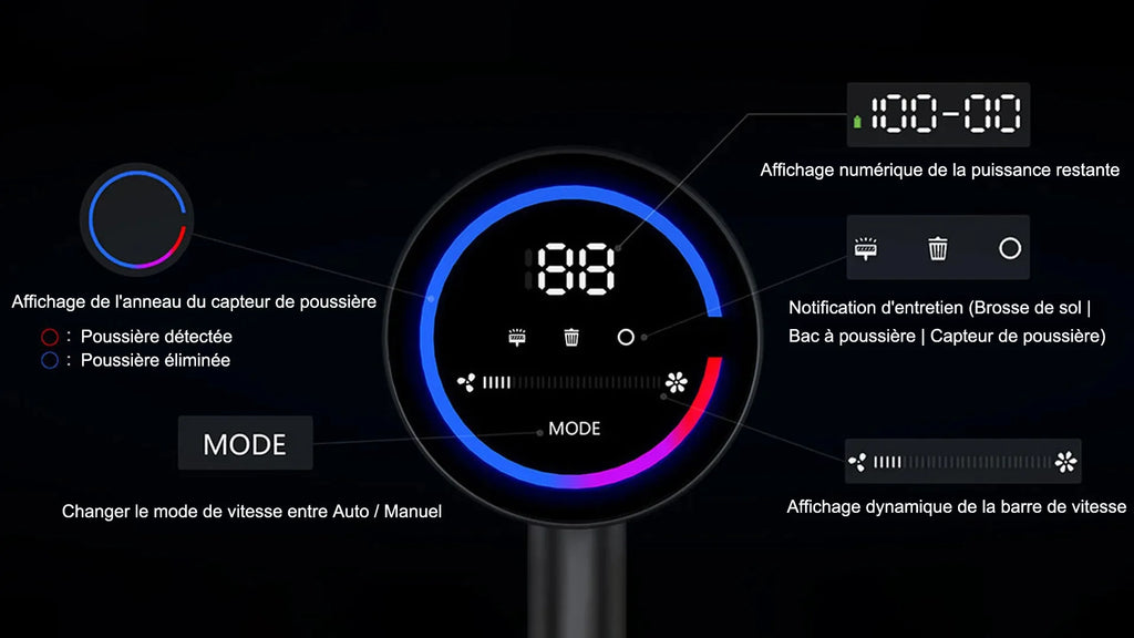 Nexora Aspirateur détail de l'écran