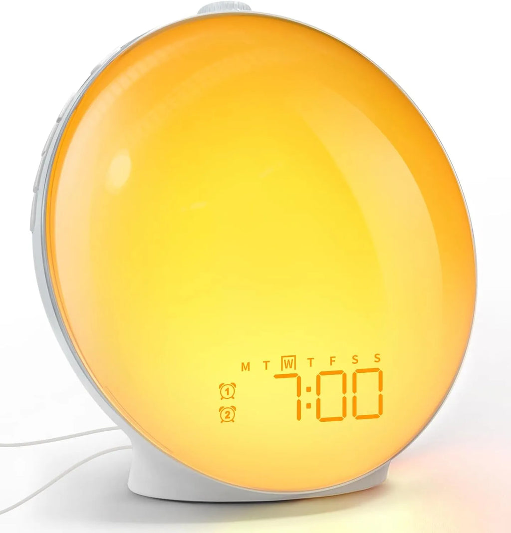 SilvanHome Réveil Simulateur d’Aube avec écran numérique sur fond blanc
