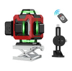 Velnotra Niveau Laser rouge avec faisceaux verts, télécommande et support réglable sur fond blanc