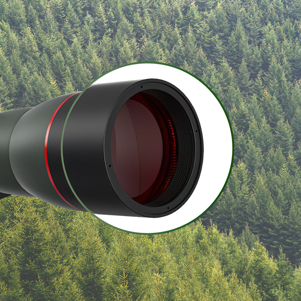 Objectif de la Korons Longue-Vue sur fond forestier