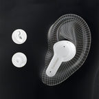 Écouteur blanc avec texte « Translator » sur fond noir