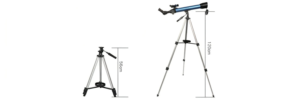 Télescope Korons avec trépied sur fond blanc