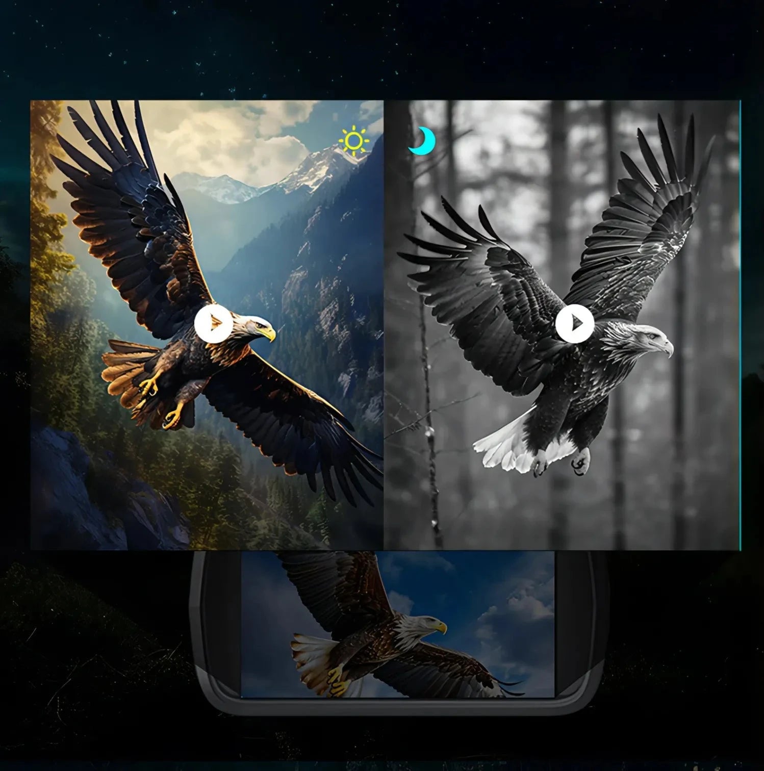 Vidéo 4K Ultra HD d’un aigle avec la fonction de vision nocturne des Kersens Jumelles de Vision Nocturne affichée