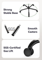 Caractéristiques de la silvanhome Chaise de Bureau Ergonomique avec base solide et stable, roulettes fluides et vérin à gaz certifié SGS
