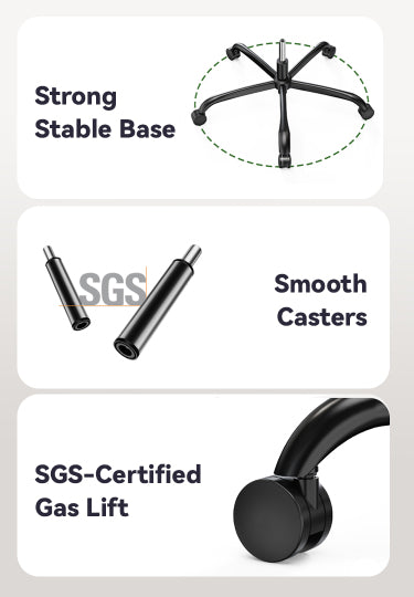 Caractéristiques de la silvanhome Chaise de Bureau Ergonomique avec base solide et stable, roulettes fluides et vérin à gaz certifié SGS
