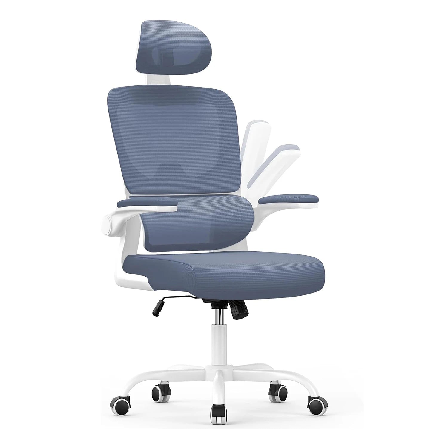 silvanhome Chaise de Bureau Ergonomique bleue avec cadre blanc sur fond blanc